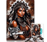 Jigsaw Puzzles for Teenagers 1000 Piece Indian Princess And The Wolf Teenager Puzzles,Educational Games DIY Toys Great Gifts And Toys 26x38cm