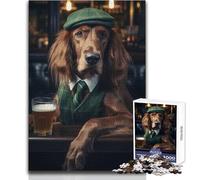 Jigsaw Puzzles for Teenagers 1000 Piece Irish Setter at The Pub Unique Challenge Game Presents for Women Art Work Gift Size 50x75cm