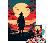 Jigsaw Puzzles for Teenagers 1000 Piece Japanese Samurai at Sunset Educational Games Toy Intellectual Game Great Gifts for Games A Work of Art (Size 38x26cm)