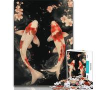 Jigsaw Puzzles for Teenagers 1000 Piece Japanese Style Koi,Family Entertainment Toys with Matching Poster And Trivia Sheet (75x50cm)