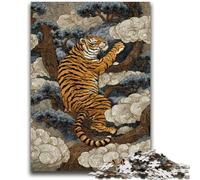 Jigsaw Puzzles for Teenagers 1000 Piece Japanese Style Tiger Challenging To Complete But Fun And Humorous Educational Game for Birthday 26x38cm