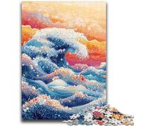 Jigsaw Puzzles for Teenagers 1000 Piece Japanese Style Waves 1000 Piece Jigsaw,Educational Games Home Decoration Suitable for Desktop Decoration (75x50cm)