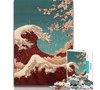 Jigsaw Puzzles for Teenagers 1000 Piece Japanese Style Waves,family Fun Games Fun at Home Activities,Birthday Present,Travel Gifts (38x26cm)