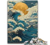 Jigsaw Puzzles for Teenagers 1000 Piece Japanese Style Waves Help The Brain Exercise Addictive Toys to Cultivate Patience Great Gift 26x38cm