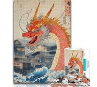 Jigsaw Puzzles for Teenagers 1000 Piece Japanese Wave Dragon,Help The Brain Exercise Addictive Toys to Cultivate Patience Gift For Birthdays (75x50cm)