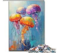 Jigsaw Puzzles for Teenagers 1000 Piece Jellyfish Oil Painting, for And from 14 Years And over Educational Learning Toys Family Games Birthday Present (Size 26x38cm)