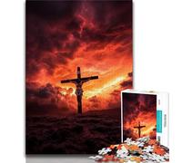 Jigsaw Puzzles for Teenagers 1000 Piece Jesus Carrying The Cross Adult Puzzles,Stress Reliever Difficult Challenge Secret Santa Gifts 38x26cm
