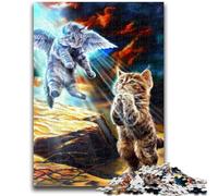 Jigsaw Puzzles for Teenagers 1000 Piece Jesus Cat Praying Difficult And Challenge with Matching Poster And Trivia Sheet for Age 14 38x26cm