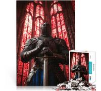 Jigsaw Puzzles for teenagers 1000 Piece Knight in Red Stained Glass Relax Games is ideal as a gift for the whole family 50x70cm