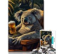 Jigsaw Puzzles for Teenagers 1000 Piece Koala Drinking Beer 1000 Piece Puzzle,Fun Games Wall Decoration Unique Birthday And Xmas Gifts (size 75x50cm)