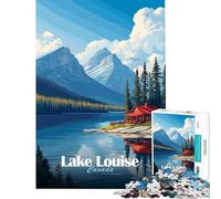 Jigsaw Puzzles for Teenagers 1000 Piece Lake Louise Cabin Educational Games Toy Intellectual Game Great Gifts for Games A Work of Art (Size 50x75cm)
