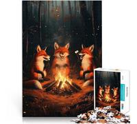 Jigsaw Puzzles for teenagers 1000 Piece Laughing Foxes At Campfire DIY-Spielzeug einzigartiges Herausforderungsspiel38x26cm