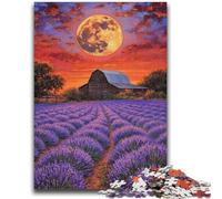 Jigsaw Puzzles for Teenagers 1000 Piece Lavender Under The Moon Stress Reliever Difficult Challenge Unique Home Decor And Gifts 26x38cm