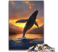 Jigsaw Puzzles for Teenagers 1000 Piece Leaping Whale Jigsaw,learning Educational Is Ideal As A Gift for The Whole Family (75x50cm)