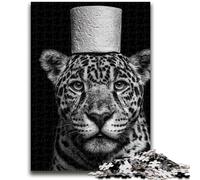 Jigsaw Puzzles for Teenagers 1000 Piece Leopard Playing with Toilet Paper Teenager Puzzles,Educational Games Home Decoration Suitable for Desktop Decoration (75x50cm)