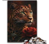 Jigsaw Puzzles for Teenagers 1000 Piece Leopard Rose,Educational Stress Relief Toy for Is Ideal As A Gift for The Whole Family 38x52cm