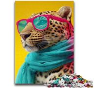 Jigsaw Puzzles for Teenagers 1000 Piece Leopard Wearing A Scarf Help The Brain Exercise Addictive Toys to Cultivate Patience Great Gift 26x38cm