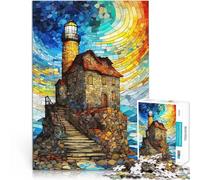 Jigsaw Puzzles for teenagers 1000 Piece Lighthouse on a Cliff Entspannungsspiele Einzigartige Wohndekoration und Geschenke38x26cm