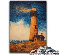 Jigsaw Puzzles for Teenagers 1000 Piece Lighthouse Painting Adult Puzzles,Stress Reliever Difficult Challenge Secret Santa Gifts (50x75cm)
