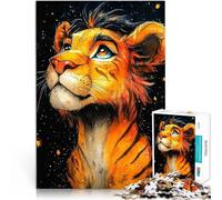 Jigsaw Puzzles for teenagers 1000 Piece Lion Cub Under Stars Animal Spielspielzeug einzigartiges Herausforderungsspiel38x26cm