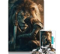 Jigsaw Puzzles for Teenagers 1000 Piece Lion Knight,Educational Games Home Decoration Suitable for Desktop Decoration 38x26cm