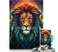 Jigsaw Puzzles for teenagers 1000 Piece Lion Stained Glass Handgeschwindigkeitswettbewerb Perfekte Dekoration75x50cm