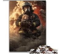 Jigsaw Puzzles for Teenagers 1000 Piece Little Girl And Firefighter, Toys Educational Games Stress Relieving Enhance Love between Couples (Size 26x38cm)