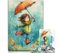 Jigsaw Puzzles for Teenagers 1000 Piece Little Girl with Umbrella,Stress Reliever Difficult Challenge Unique Home Decor And Gifts 38x26cm