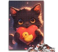 Jigsaw Puzzles for Teenagers 1000 Piece Love Black Cat Teenager Puzzles,Educational Games Home Decoration Suitable for Desktop Decoration (26x38cm)