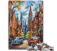 Jigsaw Puzzles for Teenagers 1000 Piece Lovely City Landscape in Watercolour Stress Reliever Difficult Challenge Suitable for Desktop Decoration 50x75cm
