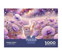Jigsaw Puzzles for Teenagers 1000 Piece Magical Cat in Flower Field Jigsaw Puzzle Relax Games Difficult Hard Fun at Home Activities, 52x38cm/1000pcs