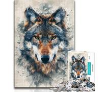 Jigsaw Puzzles for Teenagers 1000 Piece Majestic Wolf Puzzles,Family Game Stress Reliever Difficult Challenge Suitable for Couples 26x38cm