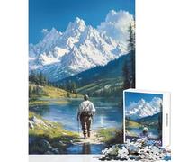 Jigsaw Puzzles for Teenagers 1000 Piece Man Walking Towards Mountain Educational Toy Great Gifts And Toys Family Game Suitable for Desktop Decoration Size 38x52cm
