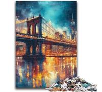 Jigsaw Puzzles for Teenagers 1000 Piece Manhattan Bridge Stress Reliever Difficult Challenge Suitable for Desktop Decoration 26x38cm