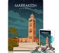 Jigsaw Puzzles for Teenagers 1000 Piece Marrakesh Travel Poster,Help The Brain Exercise Addictive Toys to Cultivate Patience Gift For Birthdays (75x50cm)