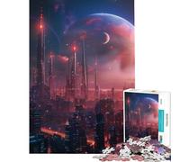 Jigsaw Puzzles for Teenagers 1000 Piece Mars City at Night Space Educational Games Toy Intellectual Game Great Gifts for Games A Work of Art (Size 38x52cm)