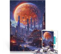 Jigsaw Puzzles for teenagers 1000 Piece Mars City Night Astronaut Analyse und Logik Wunschliste mit dem Weihnachtsmann75x50cm