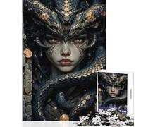 Jigsaw Puzzles for Teenagers 1000 Piece Medusa Portrait with Snakes And Gold Relaxing Games A Work of Art Home Decoration Toys Great Gifts for Gaming (38x26cm)