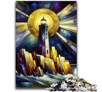 Jigsaw Puzzles for Teenagers 1000 Piece Modern Lighthouse Art Secret Santa Gifts with Matching Poster And Trivia Sheet 38x26cm