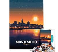 Jigsaw Puzzles for Teenagers 1000 Piece Montevideo Uruguay Cityscape at Night Impossible Game Toys Educational Games Great Gifts for Games Stress Reliever (Size 75x50cm)
