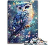 Jigsaw Puzzles for Teenagers 1000 Piece Mysterious Owl Stress Reliever Staycation Kill Time with Matching Poster And Trivia Sheet 26x38cm