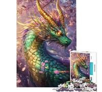 Jigsaw Puzzles for Teenagers 1000 Piece Mystic Dragon Bloom Adult Puzzles Relaxing Games Pattern Assembly Christmas Birthday Gifts (size 38x52cm)