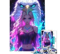 Jigsaw Puzzles for Teenagers 1000 Piece Neon Girl with Bald Eagle for Birthday, Chrismas Difficult Hard Educational Game for And from 14 Years And over (38x52cm)