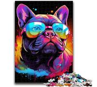 Jigsaw Puzzles for Teenagers 1000 Piece Neon Pug Teenager Puzzles,Educational Games Home Decoration Suitable for Desktop Decoration (26x38cm)