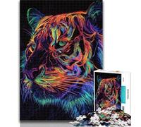Jigsaw Puzzles for Teenagers 1000 Piece Neon Tiger Adult Puzzles,Educational Games Home Decoration Birthday Present, Gifts, Wall Art 26x38cm