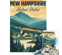 Jigsaw Puzzles for Teenagers 1000 Piece New Hampshire Landscape Poster Brain Intelligence Challenge Addictive Toys Family Game Stress Reliever Funny Gifts (Size 38x52cm)