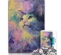 Jigsaw Puzzles for Teenagers 1000 Piece Night Sky-style Cat,Help The Brain Exercise Addictive Toys to Cultivate Patience Artists Collection,Fine Art (75x50cm)