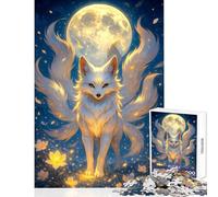 Jigsaw Puzzles for Teenagers 1000 Piece Nine-tailed Fox Under The Moon Relaxing Games A Work of Art Home Decoration Toys Great Gifts for Gaming (50x75cm)