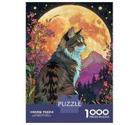 Jigsaw Puzzles for Teenagers 1000 Piece Norwegian Forest Cat Full Moon Puzzles for Adults Toy Wall Decor A Work of Art Unique Birthday And Xmas Gifts 70x50cm/1000pcs