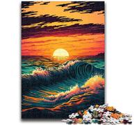 Jigsaw Puzzles for Teenagers 1000 Piece Ocean Waves Difficult And Challenge with Matching Poster And Trivia Sheet for Age 14 38x26cm